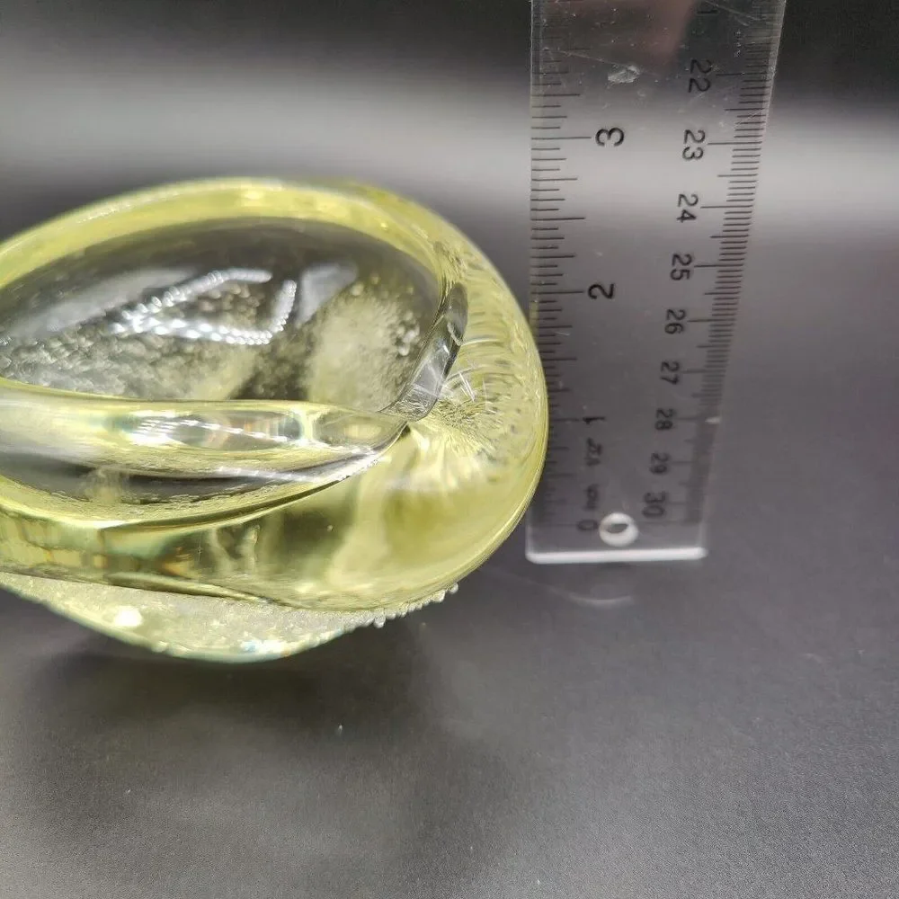 Vintage Yellow Ashtray Hand Cut Lead Crystal Textured Webb Continental Hungary